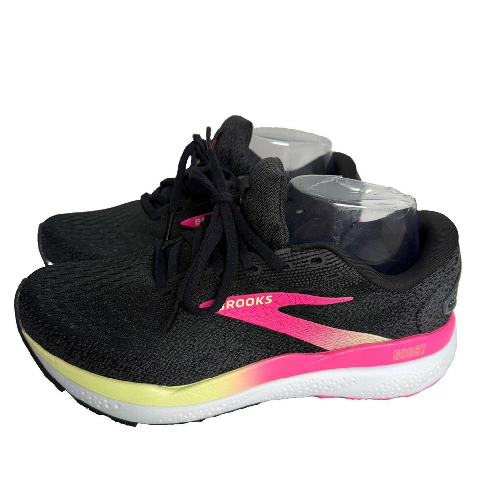 Brooks Ghost 16 Womens Running Shoes Black Pink Grey 1204071B046